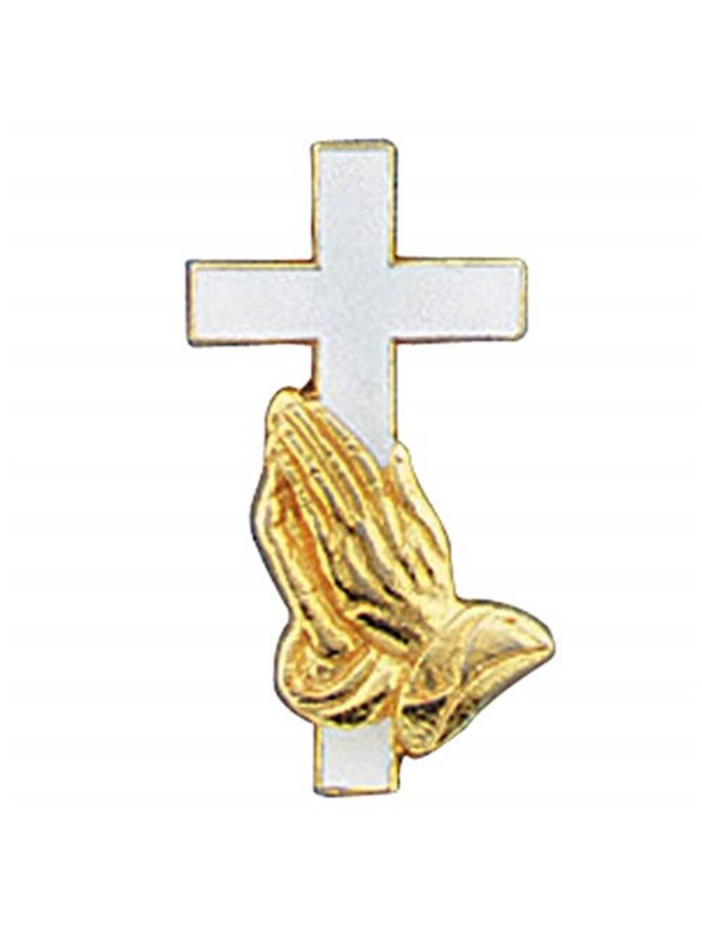 Autom Cross & Praying Hands Gold Plated Lapel Pin